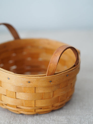 Vintage Longaberger Darning Basket with Leather Handles