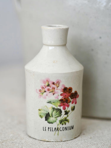 Vintage Botanical Geranium Stoneware Bottle