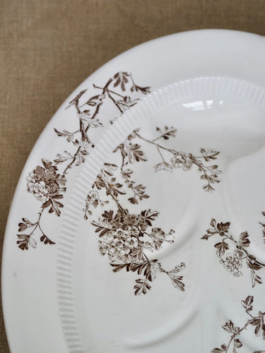 Antique English Ironstone Brown Transferware Meat Platter