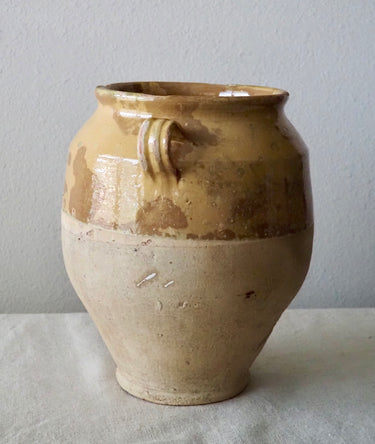 Antique Yellow Glaze Large Confit Pot