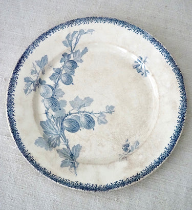 Red Currant Pattern Terre de Fer Plate by Sarreguemines for Émile Bourgeois “Grand Dépôt”