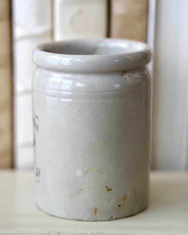 Vintage Stoneware Crock with French Sheep Advertising Motif