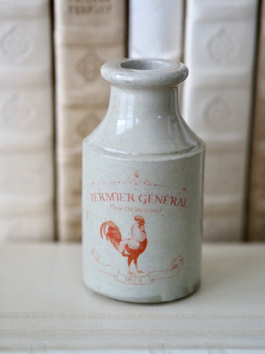 Small Stoneware Bottle with French Rooster Advertising Motif