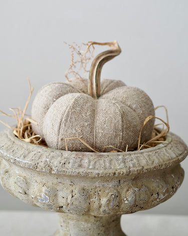 Handmade European Grain Sack 7" Pumpkin with Real Stem