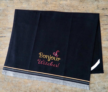 Bonjour Witches Embroidered Kitchen Dish Towel