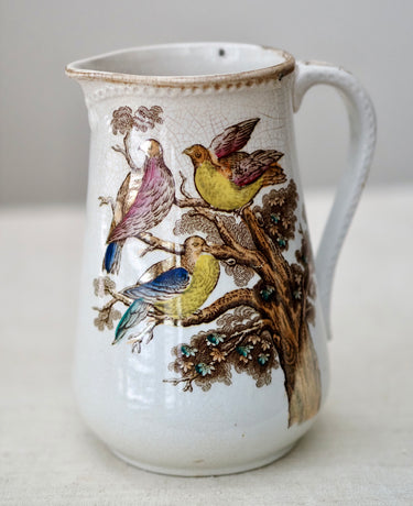 Antique Victorian Polychrome Bird Pitcher