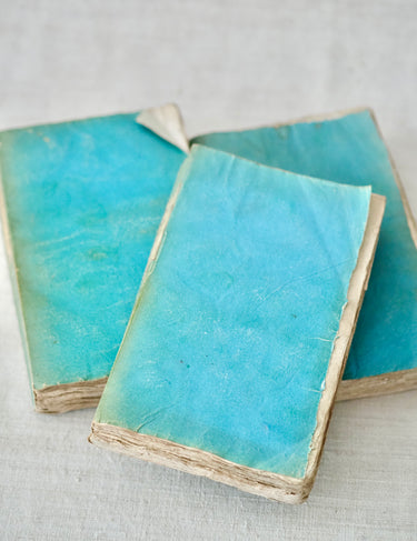 Antique French Teal Rag Books, Set of 3